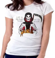 Baby look blusa feminina Life is too short to say no to pizza - Foto 4