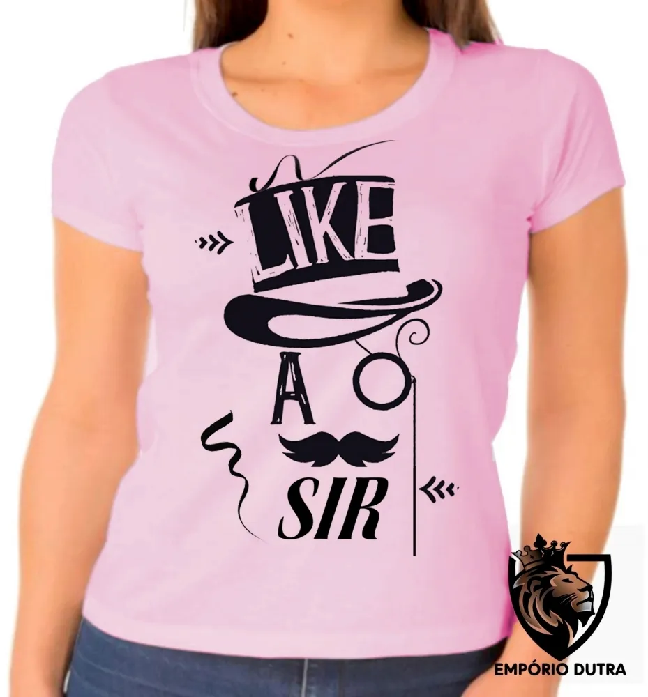 Baby look blusa feminina Like sir sim senhor ingles