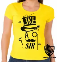 Baby look blusa feminina Like sir sim senhor ingles - Foto 2