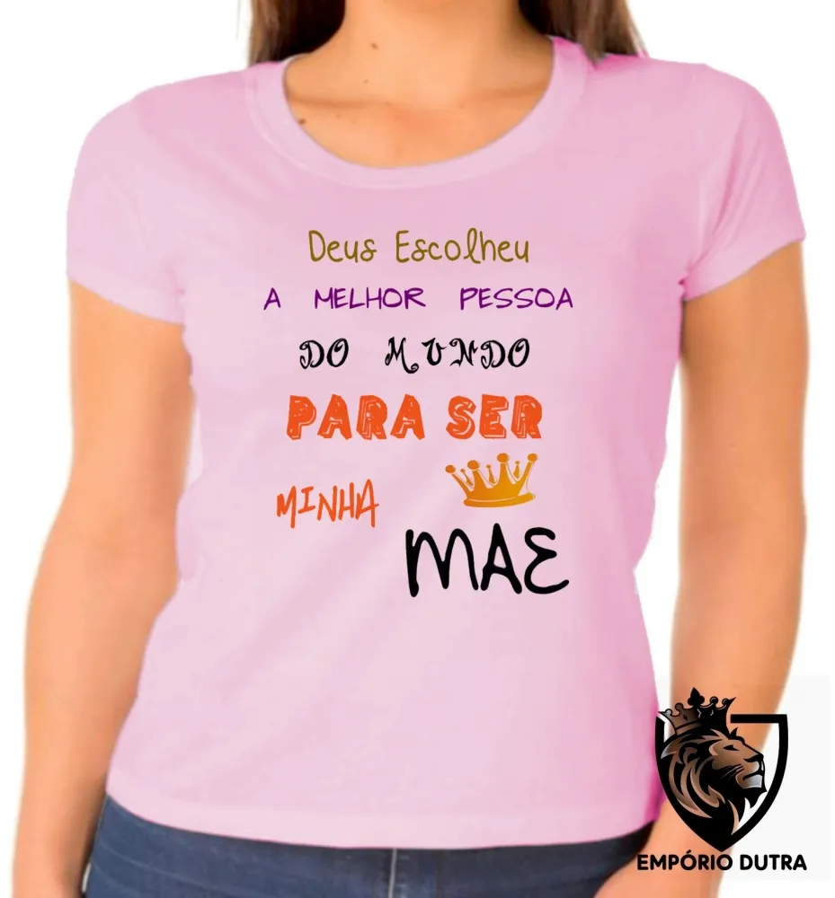 Baby look blusa feminina Mãe Deus escolheu presente dia das mães Imagem