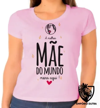 Baby look blusa feminina mãe mora aqui dia das mães