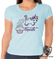 Baby look blusa feminina Magia dos Cupcake unicórnio - Foto 2
