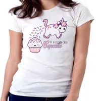 Baby look blusa feminina Magia dos Cupcake unicórnio - Foto 5