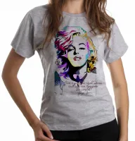 Baby look blusa feminina Marilyn Monroe frase sapatos mundo - Foto 4
