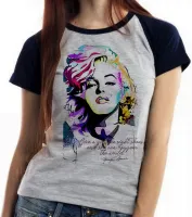 Baby look blusa feminina Marilyn Monroe frase sapatos mundo - Foto 5