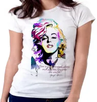 Baby look blusa feminina Marilyn Monroe frase sapatos mundo - Foto 6