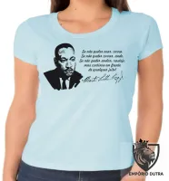 Baby look blusa feminina Martin Luther King frase - Foto 2