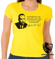 Baby look blusa feminina Martin Luther King frase - Foto 3