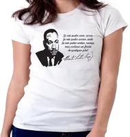 Baby look blusa feminina Martin Luther King frase - Foto 5