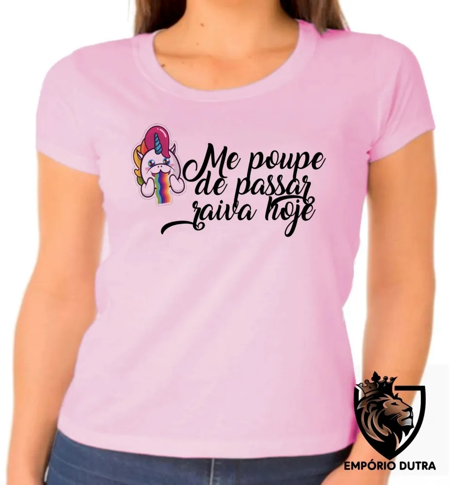 Baby look blusa feminina Me poupe raiva hoje unicórnio bipolar
