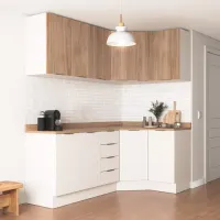 Cozinha Modulada 6 Peças com Tampo 3 Aéreos e 3 Balcões Ipanema CabeCasa MadeiraMadeira Acácia/Branco - Foto 2