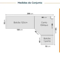 Cozinha Modulada 6 Peças com Tampo 3 Aéreos e 3 Balcões Ipanema CabeCasa MadeiraMadeira Acácia/Branco - Foto 3