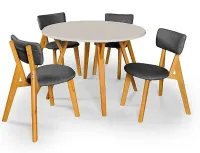 conjunto maravilhoso de mesa redonda com 4 cadeiras liz em linho grafite - Foto 5