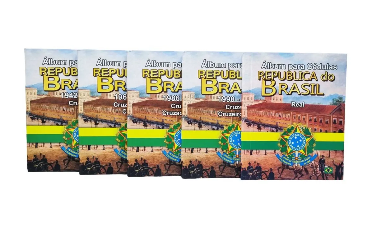 Kit com 5 Álbuns para Cédulas República do Brasil 1942 até o Real