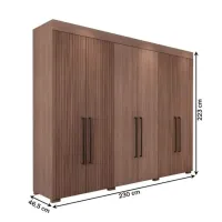 Quarda-Roupa Casal Hollywood 6 Portas 2 Gavetas Havana/Havana Ripado - Panorama Móveis - Foto 4