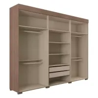 Quarda-Roupa Casal Hollywood 6 Portas 2 Gavetas Havana/Havana Ripado - Panorama Móveis - Foto 3
