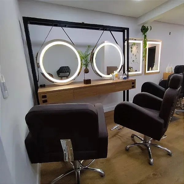 BANCADA ESTILO INDUSTRIAL PARA SALÃO DE BELEZA 4 LUGARES