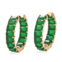 Brinco argola dourado com pedras cravejadas banhado a ouro 18k antialérgico - Foto 5