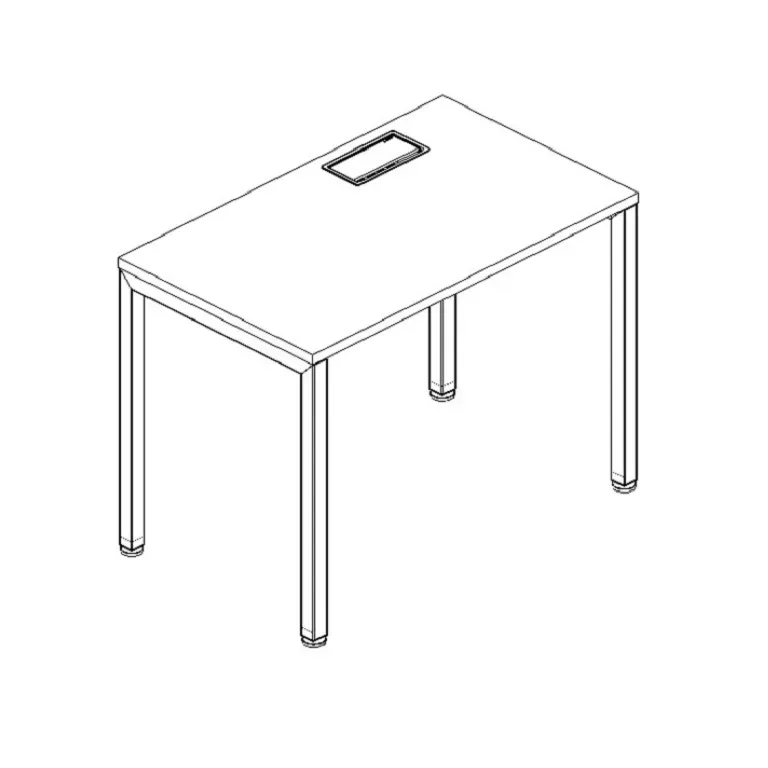 Estação de Trabalho Mesa Plataforma 1200 Para 1 Lugar Pé Metal Trave com Calha e Caixa com Tomadas Lexus Smart 