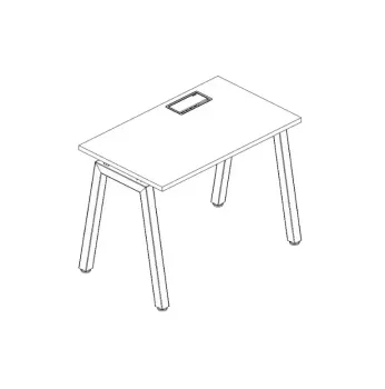 Estação de Trabalho Mesa Plataforma 1200 Para 1 Lugar Pé Metal Cavalete com Calha e Caixa com Tomadas Smart 