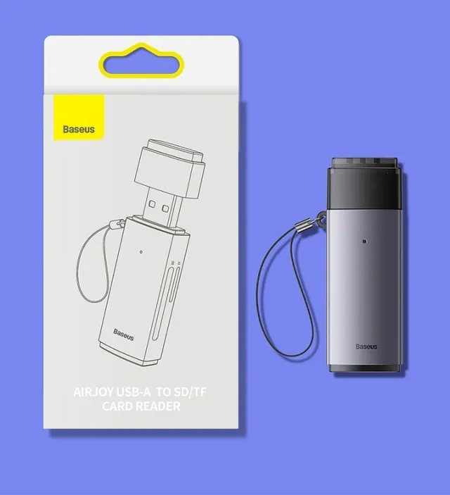 Leitor de Cartão Baseus Arjoy USB-A Tipo C p/Cartão SD e Micro SD
