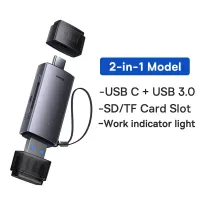 Leitor de Cartão Baseus Arjoy USB-A Tipo C p/Cartão SD e Micro SD - Foto 2