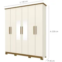 Guarda-Roupa Casal 6 Portas Bater 3 Gavetas Cover Henn Roupeiro - Nature/Off White - Foto 2