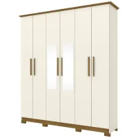 Guarda-Roupa Casal 6 Portas Bater 3 Gavetas Cover Henn Roupeiro - Nature/Off White - Foto 3