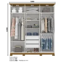 Guarda-Roupa Casal 6 Portas Bater 3 Gavetas Cover Henn Roupeiro - Nature/Off White - Foto 4