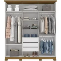Guarda-Roupa Casal 6 Portas Bater 3 Gavetas Cover Henn Roupeiro - Nature/Off White - Foto 5