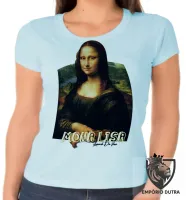 Baby look blusa feminina Mona Lisa Leonardo Da Vinci - Foto 2