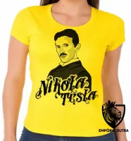 Baby look blusa feminina nikola tesla genio eletrica - Foto 2