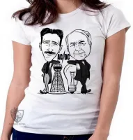 Baby look blusa feminina nikola tesla Thomas Edson eletrica - Foto 4