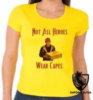 Baby look blusa feminina Not all heroes wear capes heroi capa pizza - Foto 3