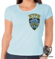 Baby look blusa feminina NYDP policia Nova York - Foto 2