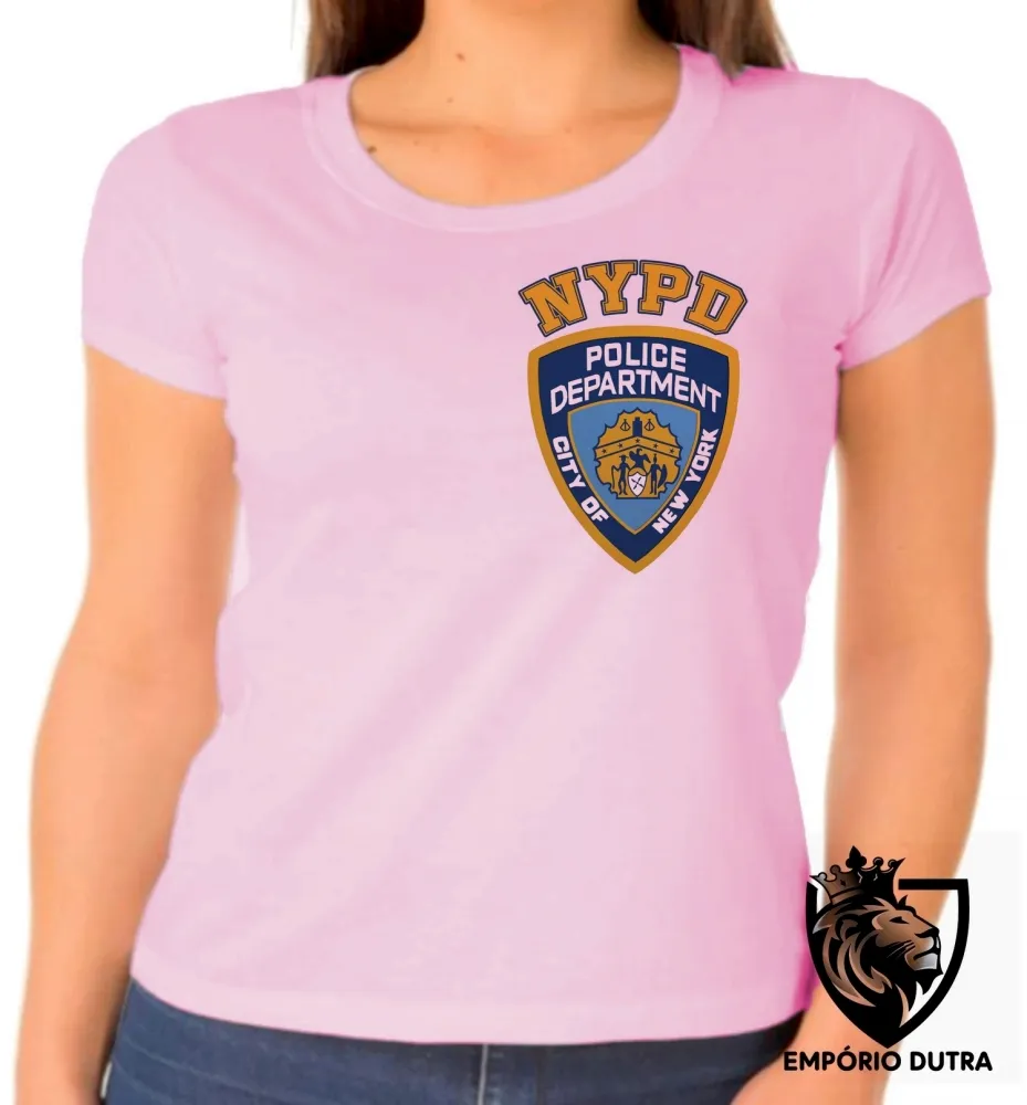 Baby look blusa feminina NYDP policia Nova York Imagem