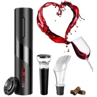Kit Abridor Elétrico para vinhos 4 em 1 Luatek- Preto