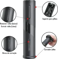 Kit Abridor Elétrico para vinhos 4 em 1 Luatek- Preto - Foto 4