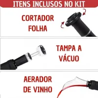Kit Abridor Elétrico para vinhos 4 em 1 Luatek- Preto - Foto 5