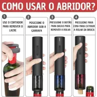 Kit Abridor Elétrico para vinhos 4 em 1 Luatek- Preto - Foto 6