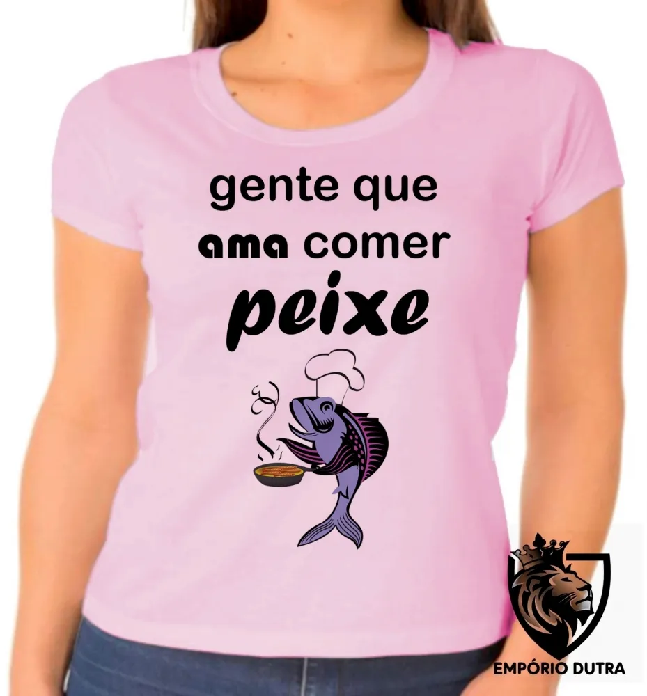 Baby look blusa feminina Peixe pesca pescador pescaria comer adora Imagem