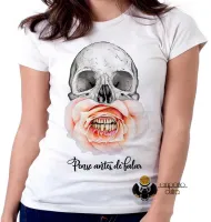 Baby look blusa feminina Pense antes de falar merda - Foto 2