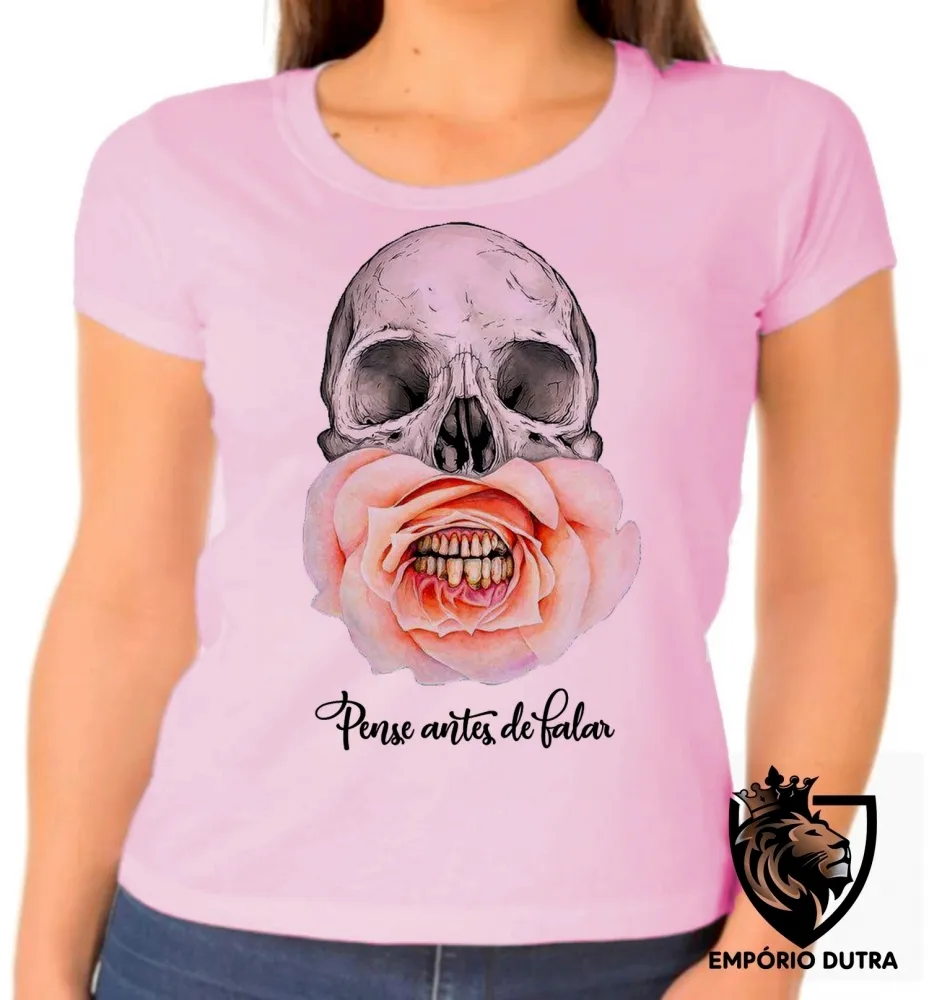 Baby look blusa feminina Pense antes de falar merda