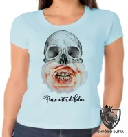 Baby look blusa feminina Pense antes de falar merda - Foto 5