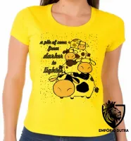 Baby look blusa feminina pilha de vacas mais escura mais clara - Foto 3