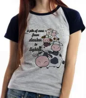 Baby look blusa feminina pilha de vacas mais escura mais clara - Foto 4