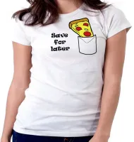 Baby look blusa feminina Pizza Save for later bolso depois lanche - Foto 5