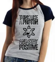 Baby look blusa feminina Think like a proton atomo energia - Foto 2