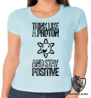 Baby look blusa feminina Think like a proton atomo energia - Foto 6