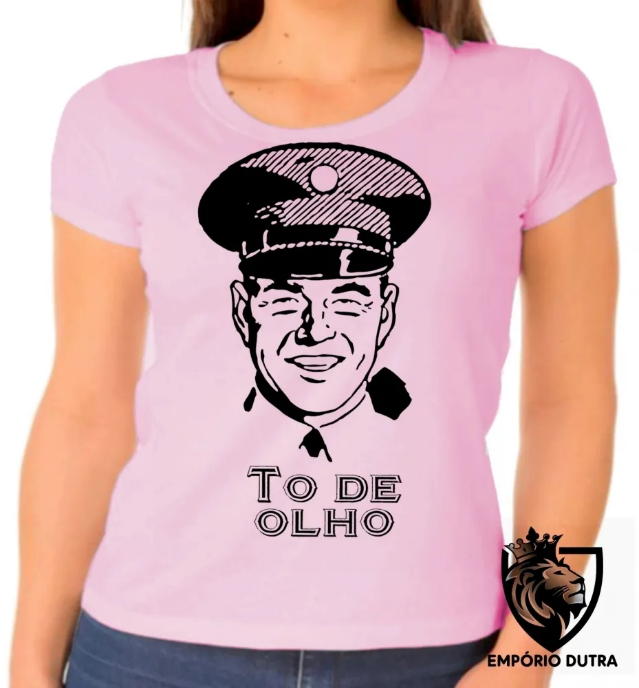 Baby look blusa feminina To de olho guarda policial vigilante